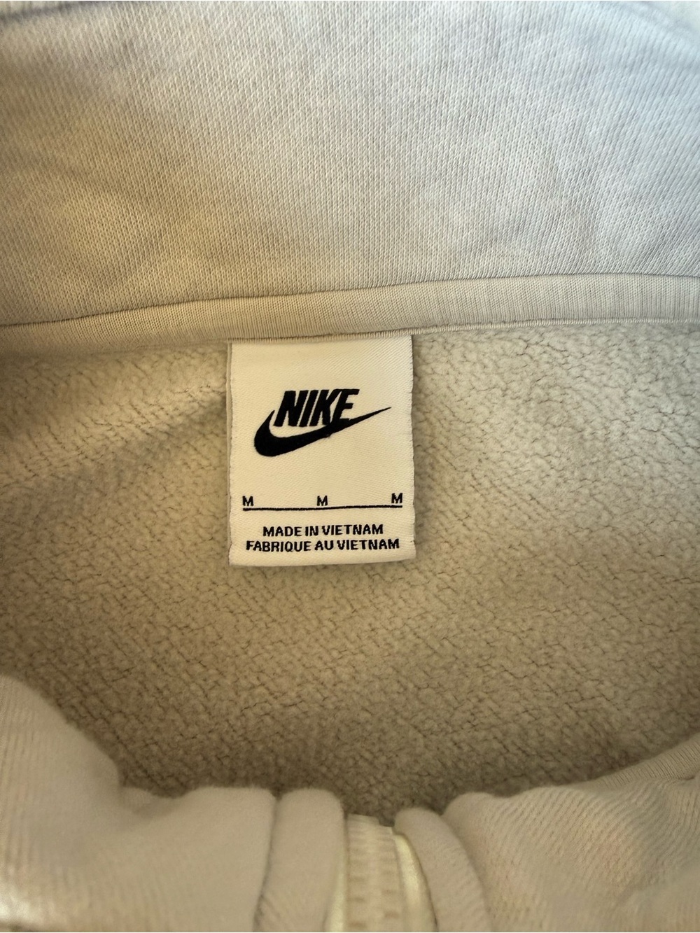 Nike Beige Quarter-Zip Pullover Sweatshirt with Pockets Size Medium - Picture 5 of 8